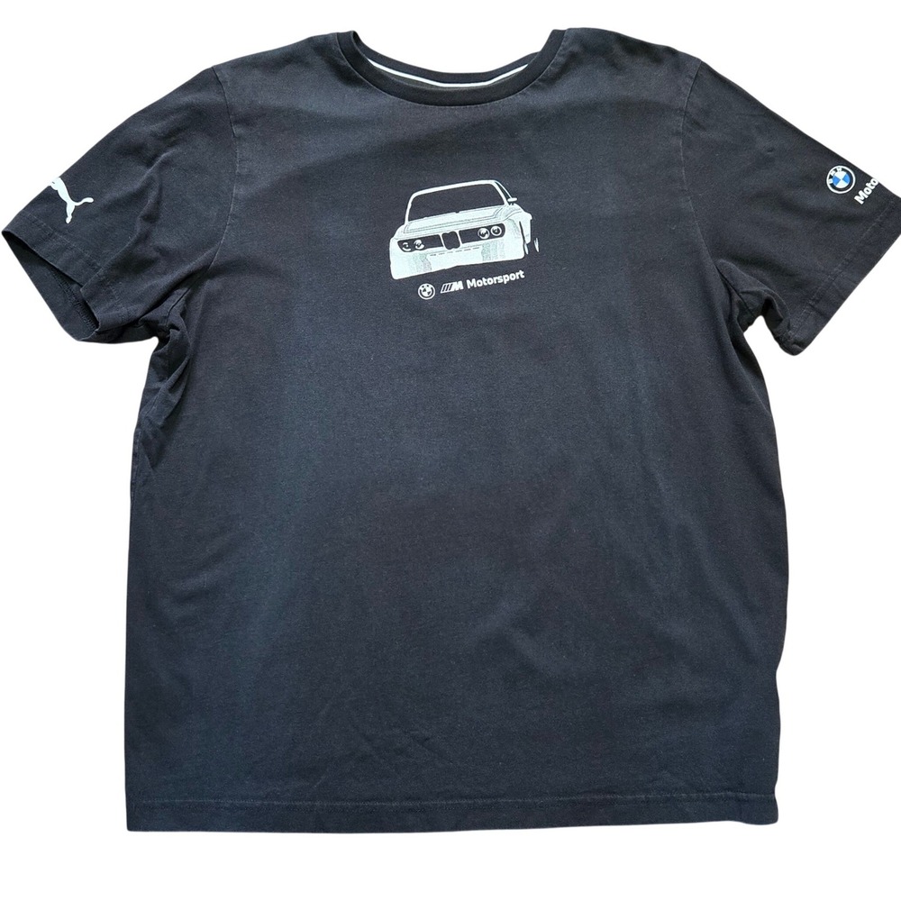 Puma BMW Motorsport Mens Black Graphic T-Shirt Large Racing Car Logo Tee